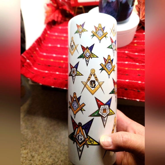 MASON EASTERN STAR tumbler cup, Stainless steel 20 oz w/lid NWT - Picture 2 of 5